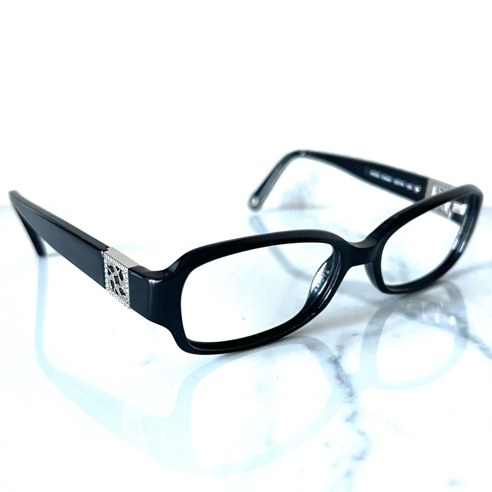 Coach Black Glasses Rectangular Frame W Silver Ac… - image 1